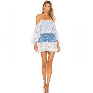 LoveShackFancy Shaw Dress Vista Blue Floral Size M